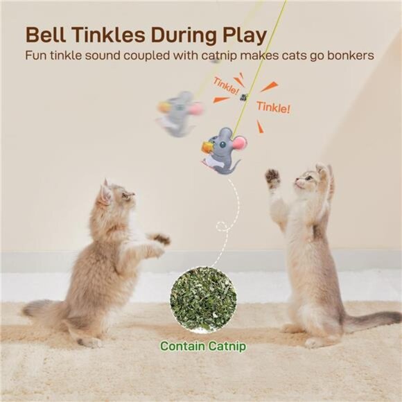 Interactive Cat Feather Toys 5 Pcs, Cat Teaser Retractable Hanging - Picture 4 of 7